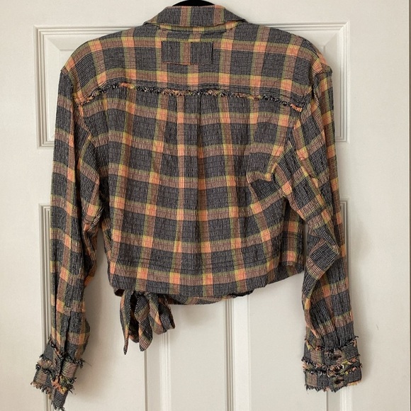 Free People Running Wild Plaid Wrap Top - Picture 6 of 7